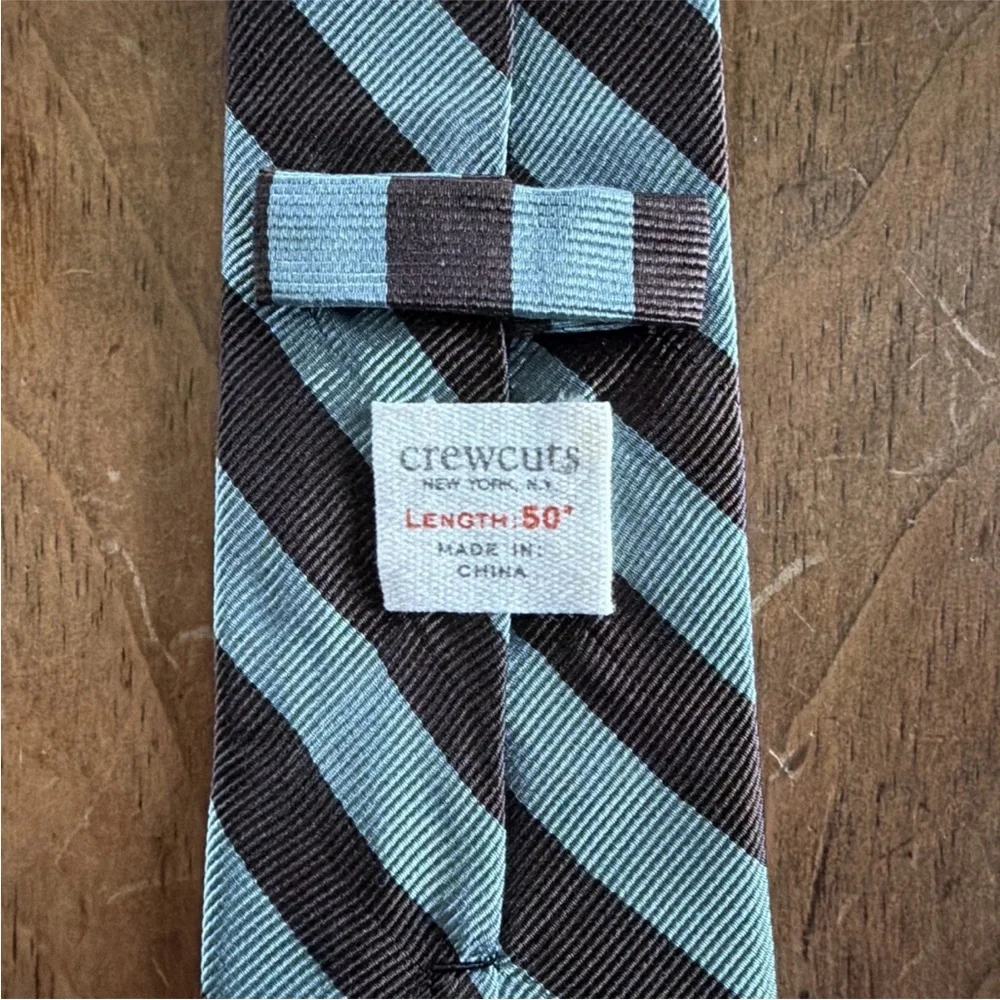 J. Crew Crewcuts Silk Tie Blue Brown Striped L/XL 50”